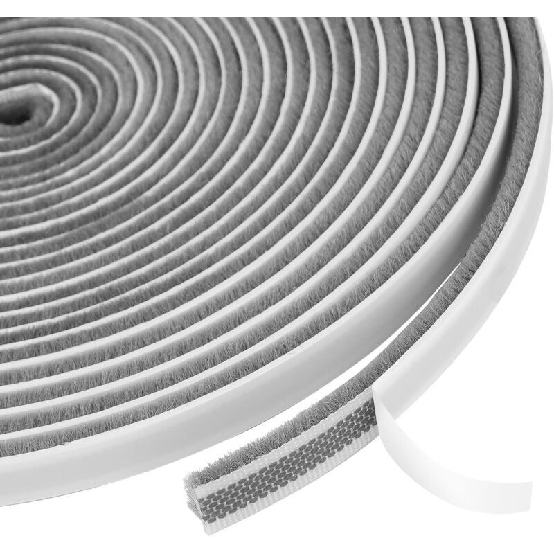 Bande De Brosse D'Étanchéité Adhesive, Bande De Étanchéité De Fenêtre Insonorisée De Porte, Adaptée Aux Fenêtres Et Portes Coulissantes (gris)