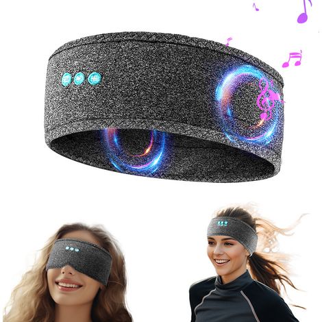 Musik-schlaf-stirnband Mit Kopfhörern, Weiches, Elastisches, Kabelgebundenes Bluetooth-reise-stirnband Mit Schlankem Lautsprecher, Bequeme Schlaf-musik-kopfhörer (grau)