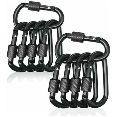 Set Mit 10 Karabinern Aus Aluminium In D-form – Maximale Belastung 50 Kg – Länge 7,8 Cm – Schraubverschluss Für Erhöhte Sicherheit