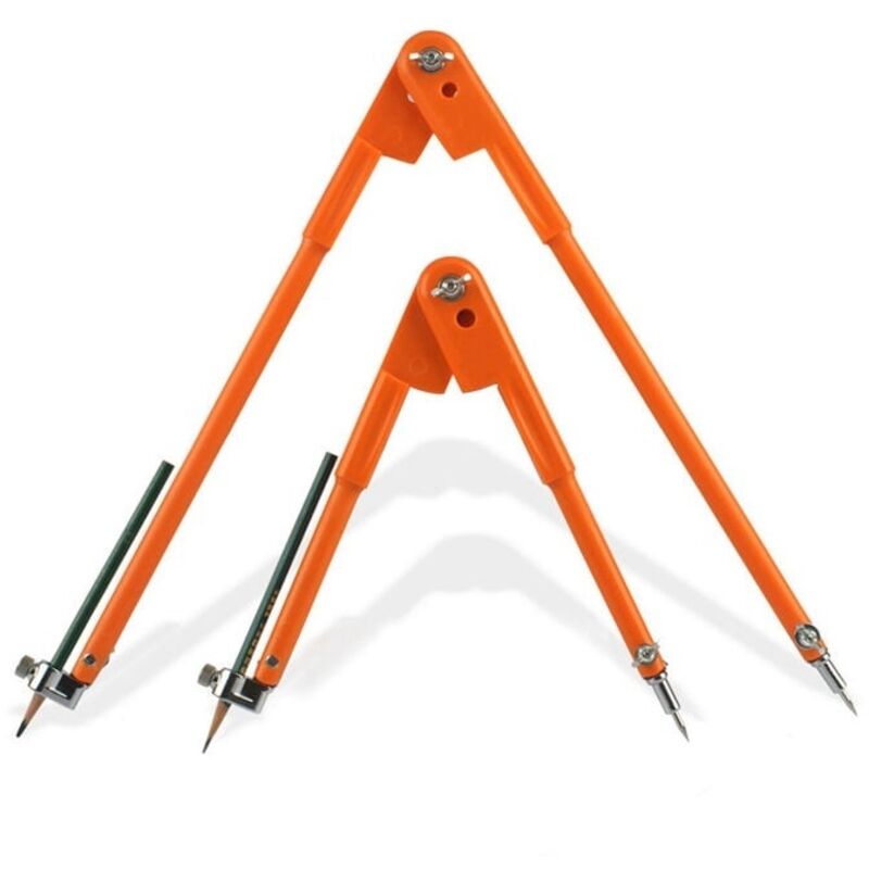 Lot Von 2 Professionellen Kompassen Für Die Arbeit Des Holzes Mit Quer- Und Portierstift 450 Mm Und 750 Mm. Kompasse/set Präzisions-zahnstifte, Großer Durchmesser – Orange