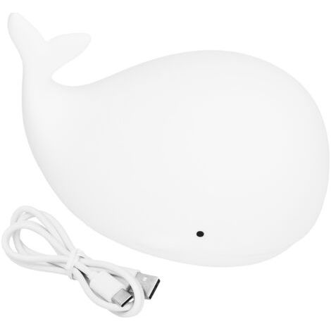 Silikon-nachtlicht Mit Usb-aufladung, Niedliche Wal-wasserhahnlampe Mit 3 Beleuchtungsmodi, 3-stunden-timing-funktion, Weiß