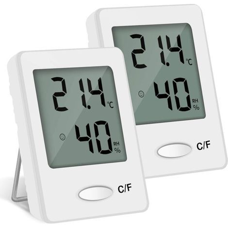 2pcs Lcd Thermometer Hygrometer Indoor Digitale Temperatur Luftfeuchtigkeit Hohe Präzision Tragbare (weiß)