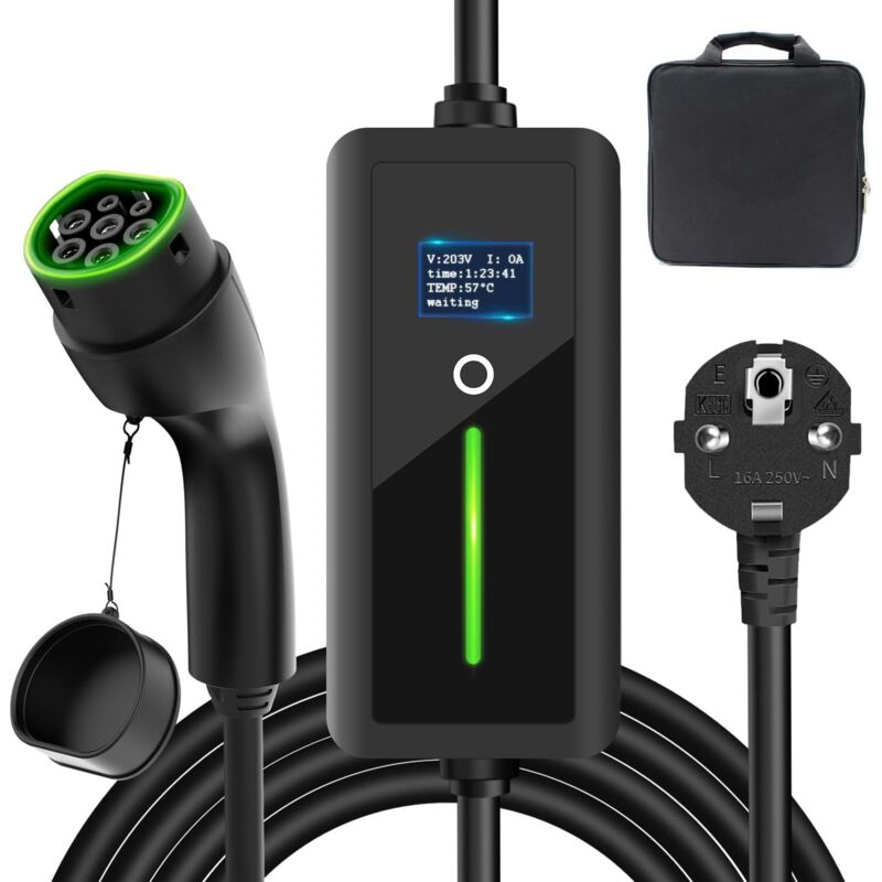 – 3,5-kw-mobilladegerät Mit Eu-schuko-stecker – 7,5-meter-kabel – Ip67-wasserdichtigkeit – Intensität 16 A – Iec 62196-2-standard