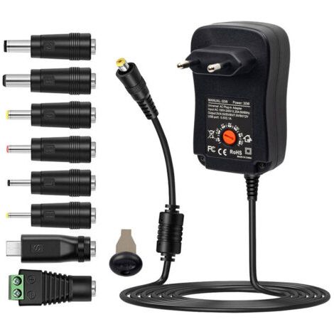 30-w-universal-wechselstrom-gleichstrom-netzteil Mit 5-v-2,1-a-usb-anschluss, Steckbares Wechselstrom-ladegerät Mit Einstellbarer Ausgangsspannung Von 3 V Bis 12 V Und 8 Gleichstrom-adaptern Für Die H
