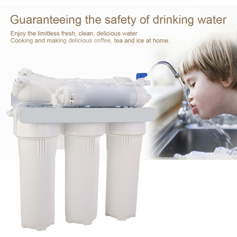 Standardmäßig Mit Pumpe, Haushaltsumkehrosmose, 75 Gpd, Durchflussrate 8 L/h, Wassertank 12 L, 5-stufige Mineralisierung, Rückgewinnung 10–20 %, Eingangsdruck 2–5 Bar