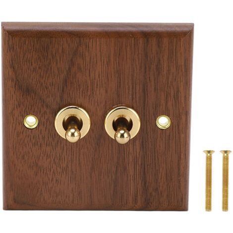 Schwarzer Walnuss-doppelwippschalter – 86 X 88 Mm Wandpaneel – Messingschrauben Im Lieferumfang Enthalten – Spannung 250 V, Frequenz 50 Hz
