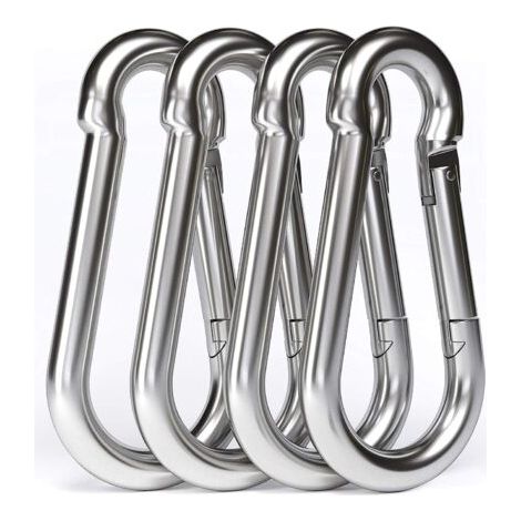 4 Stück – M10 304 Edelstahl-karabiner – Großer Edelstahl-karabiner Mit 100 Mm Befestigungskapazität, Hängematten-schaukel-karabinerhaken – 100 Mm X Φ10 Mm