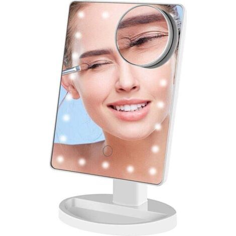 Make-up-spiegel Mit Heller Led Mit 10-facher Vergrößerung, Touchscreen-lampen, Usb-aufladung Und Akku, Um 180° Klappbarer Tischspiegel, Ideal Für Make-up-fei Yu