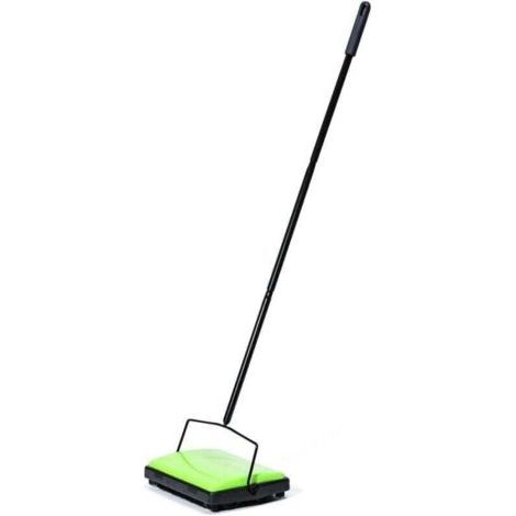 Zusammenklappbarer Mechanischer Besen Für Alle Bodenarten, Ohne Strom Und Ohne Lärm, Ideal Für Allergiker, Sammelt Tierhaare, 28 X 105 X 19 Cm, Schwarz Und Grün