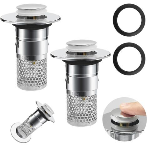 2 Stück Waschbeckenabfluss Mit Abnehmbarem Filter, 34–40 Mm Verbesserter Abflussstopfen, Badezimmer-waschbeckenstopfen Mit Haarsieb, Universeller Pop-up-abfluss