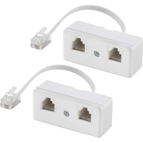 Bidirektionale Telefon-repeater, Kabel Rj11 6p4c, Wand-telefon- Und Trennwand-adapter, Männlicher Konverter Für 2 Buchsen Für Feste Linien (weiß, 2 Stück)