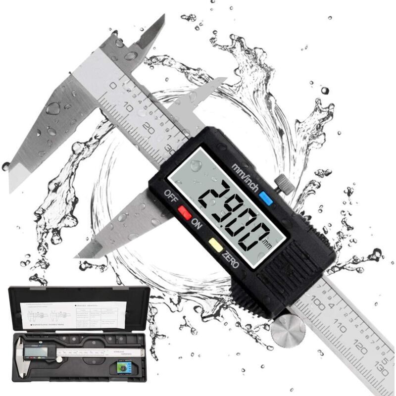 Digitaler Messschieber 150 Mm – Wasserdichter Edelstahl – Genauigkeit 0,01 Mm – Großer Lcd-bildschirm – Innen- Und Außenmessung