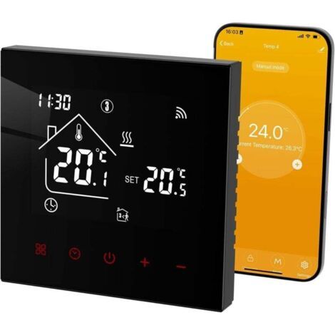 Wlan-smart-thermostat Für Gaskessel, Raumthermostat, Intelligenter Programmierbarer Thermostat, Kompatibel Mit Tuya Alexa Und Google Assistant 3a, Schwarz Xxw