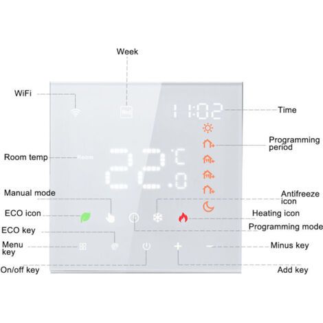 Tuya Smart Wifi Thermostat, Sprachsteuerung, 16 A Programmierbares Digitales Lcd, Touchscreen, Fußbodenheizungs-temperaturregler, Smart Wall Für Elektro, Compa