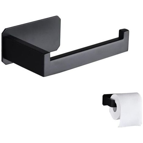 Schwarzer Toilettenpapierhalter Aus Edelstahl – Installation Ohne Bohren – 10 Kg Kapazität – Quadratisches Design Für Badezimmer Und Küche