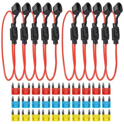 10er-pack Sicherungshalter Für Kfz-sicherungen Mit Vollständig Gekapseltem Gehäuse, Flachsicherungshalter, Wasserdichter Kfz-sicherungshalter, Inline-flachsicherungshalter