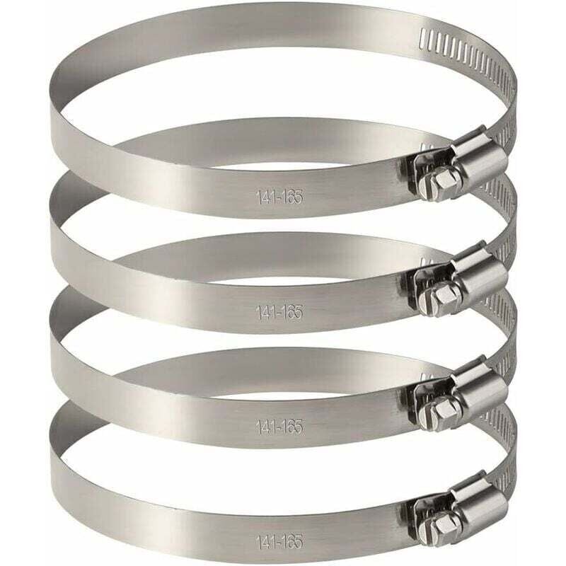 4 Stück 150 Mm Collier De Serrage Tuyau Ajustable En Acier Inoxydable Pour Fixer Souples Durites (141 Mm-165 Mm)
