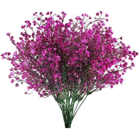 Set Mit 4 Künstlichen Blumen 40 Cm Lila Schleierkraut – 7 Zweige – Wasserbeständiger Flexibler Kunststoff – Hochzeits- Und Gartendekoration