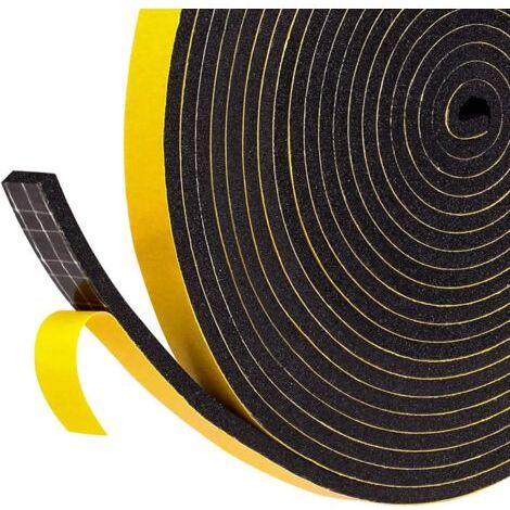 Ahlsen Klebedichtstreifen Für Türfenster, 1 Rolle 12 Mm X 6 Mm X 3 M, Gummischaum-isolierdichtung, Schall- Und Kälteisolierung, Möbelschutz Für Klimaanlagen – Schwarze Schaumstoff-gelbfolie