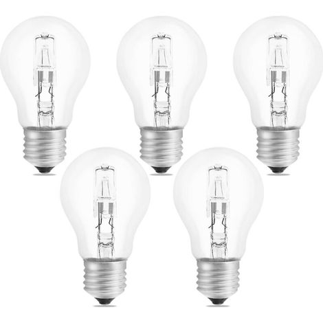 Halogen-ampulle E27 A55 42w Dimmbar – Weiß 2700k – 650lm – Ac220-240v – 5er-pack – Transparentes Glas Für Sofortiges Licht