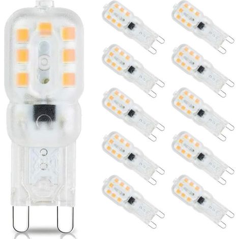 Ampulle Led G9 Blanc Chaud 3000k, G9 3w Mini-led-ampullen, Entspricht 33w Halogenampullen, 360-grad-winkel, Ac220-240v, 10er-packung Ohne Szintillation [energieklasse E]