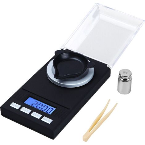 Präzisionswaage 50 G X 0,001 G – Led-anzeige – Gewicht Und Gewicht – Für Schmuck Und Küche – Kompakt Und Leicht