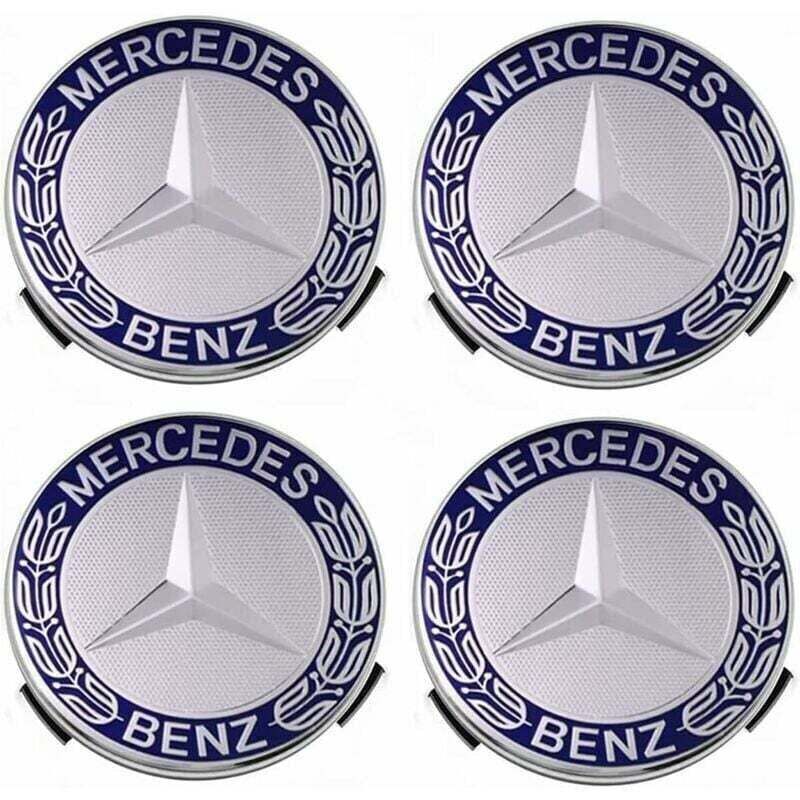 Satz Mit 4 75-mm-nabenkappen Für Mercedes Benz – Abs-kunststoff – Einfache Installation Und Verbesserte Ästhetik – Blaue Farbe