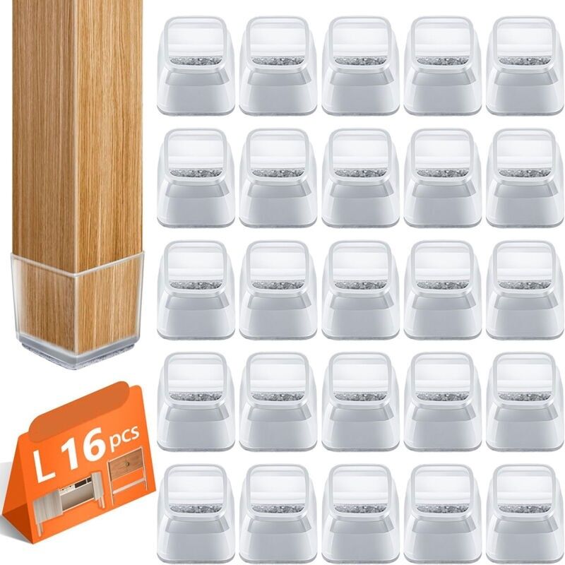 16 Stück Schutz-peds De Chaise Carré, Patin De Chaise, Protections De Sol En Silicone Transparent For Sols En Bois Dur Et Carrelage, For Pieds De Chaise With Patins En Feutre