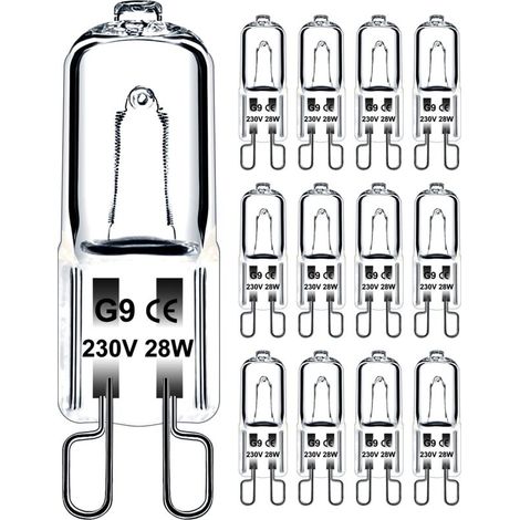 Ampulle G9 28w 230v Dimmbar Blanc Chaud, Ampulle Halogen G9 Toleranz Von 300°c, Ampulle Vier G9 Für Vier Micro-ondes Cuisinière Plafonniers, Lot De 12 [energieklasse G]