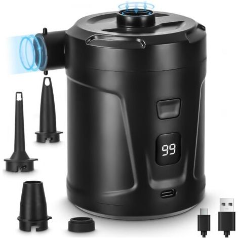 5200 Mah Elektrische Luftpumpe, Elektrischer Deflator, Wiederaufladbarer Akku, Luftmatratzen-inflator Mit 3 Luftdüsen, Schneller Inflator Für Schlauchboot/luftmatratze