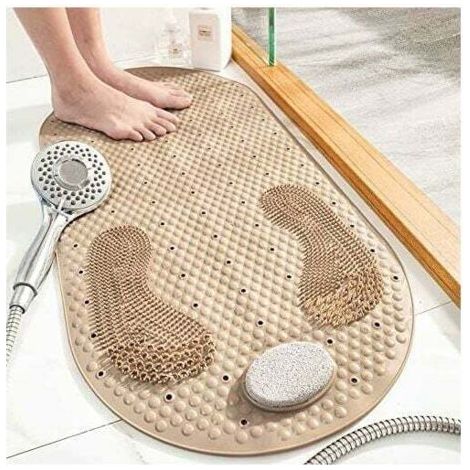 Duschmatte, Rutschfest, Badematte, Antibakteriell, Badematte, Massagematte, 40 X 80 Cm, Mit Schleifstein, Saugnäpfen Und Ablauflöchern, Beige-fei Yu