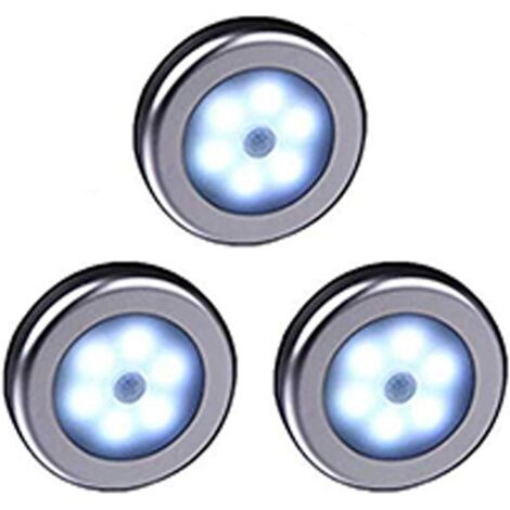3 Stück Silberne Muschel (weißes Licht), Kabellose Led-lampe Mit Bewegungssensor Für Schrank, Treppe, Flur, Küche, Schlafzimmer