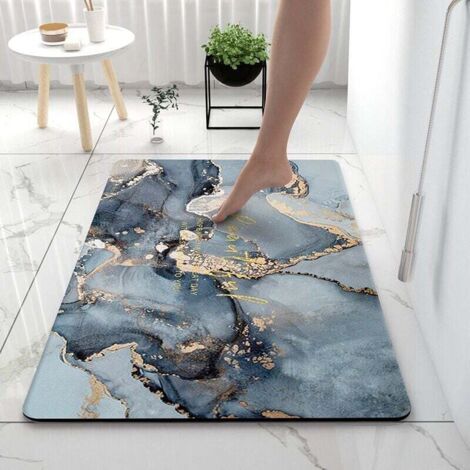 Rutschfeste Kieselgur-badematte, 50 X 80 Cm – Schnelle Absorption – Weiche Und Warme Oberfläche – Naturkautschukschicht – Meeresblau