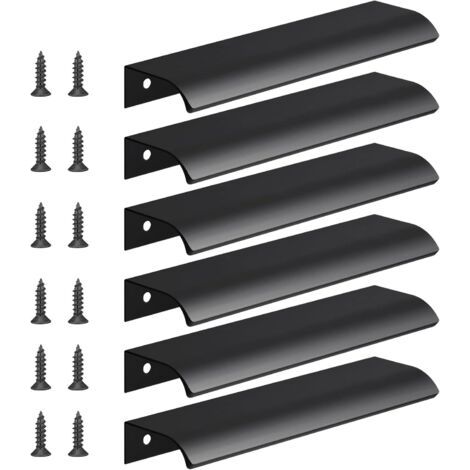 6 Stück (330 Zoll) Schwarze Schrankgriffe, Unsichtbare Möbelschubladengriffe, Versenkte Schubladengriffe, Lochabstand 64 Mm