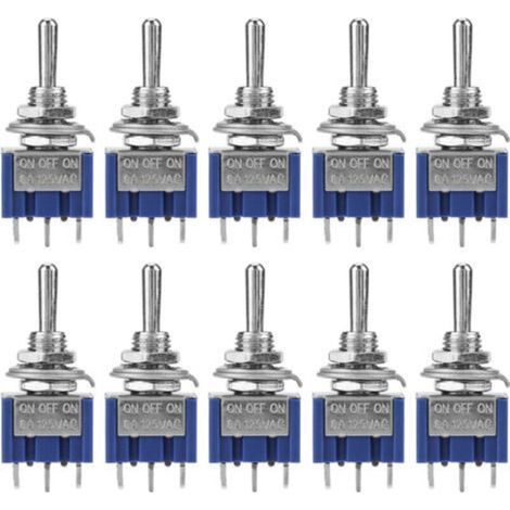 10 Stück Off On Mini-wippschalter Spdt 3 Position 3 Pin 6mm 6a 125vac