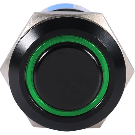 19mm 12-24v Ein/aus Schwarzer Wasserdichter Selbstsichernder Druckknopfschalter Mit Flacher Grüner Led