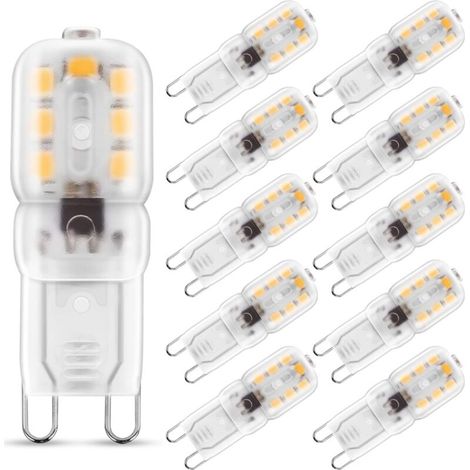 2w G9 Blanc Chaud 3000k, Ampulle Led, 25w Ampulle Halogenäquivalent, 230v Ac 180lm, 360° Larges Faisceaux, Culot G9 Lot De 10 [energieklasse A+]