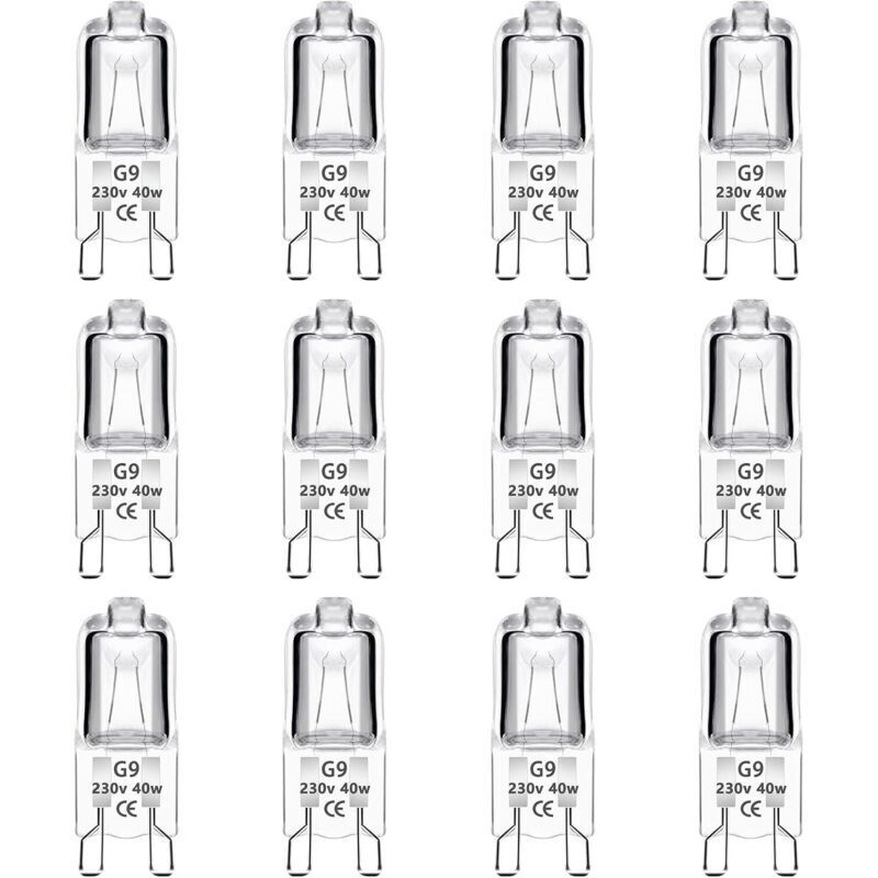 12er-pack 40 W 230 V Dimmbare G9-halogen-glühbirne, Warmweiß, Flimmerfrei, Für Öfen, Pendelleuchten, Landschaftsbeleuchtung Und Schrankbeleuchtung.