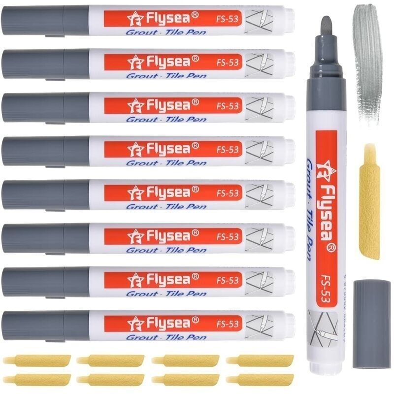 Stylo Joint Carrelage Gris Clair 8 Pièces Grout Pen Salle De Bain Émail Reparation Crayon À Joints Rechange Blanc Pour La Carreaux Et Cuisin