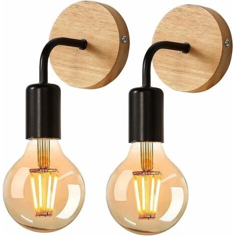 2er-pack Industrielle Wandleuchten Für Den Innenbereich, Wandleuchten Aus Holz, Schwarz, Wandleuchte Aus Metall, Retro-wanddekoration, Für Wohnzimmer, Schlafzimmer, Leuchtmittel Nicht Im Lieferumfang
