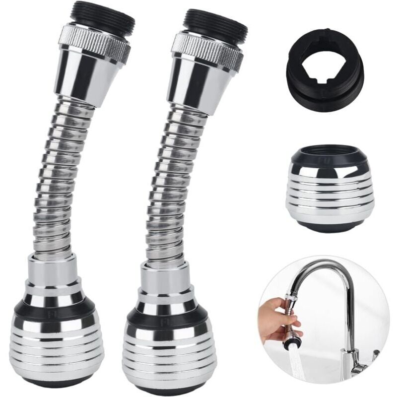 2 Pièces Rallonge Robinet, Prolongateur Robinet, Embout Robinet, Robinets D'Eau Pivotants À 360° Pour, Economiseur D'Eau Pour Robinet, Pour Robinet D'Évier Salle Bain Cuisine À Domicile