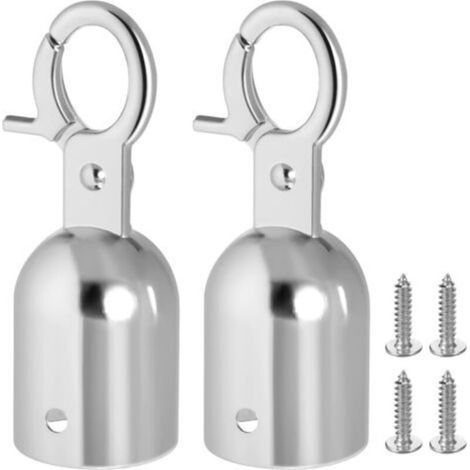 2er-pack Seilendkappen Mit Karabiner, Edelstahl-terrassenseilbeschläge, Silberne Seilendkappen, 3" X 1