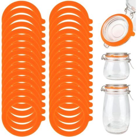 30 Stück Silikon-glasdichtungen, 70 X 95 Mm, Austauschbare Glasdichtungen, Gummigläser Für Glas-clip-deckel (orange)