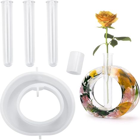 Epoxidharz-vasen-silikonform, Blumentopf-silikonform Mit 3 Reagenzgläsern, Hydrokultur-pflanzenstecklinge, Büro-heimdekoration, Vasen-harzform