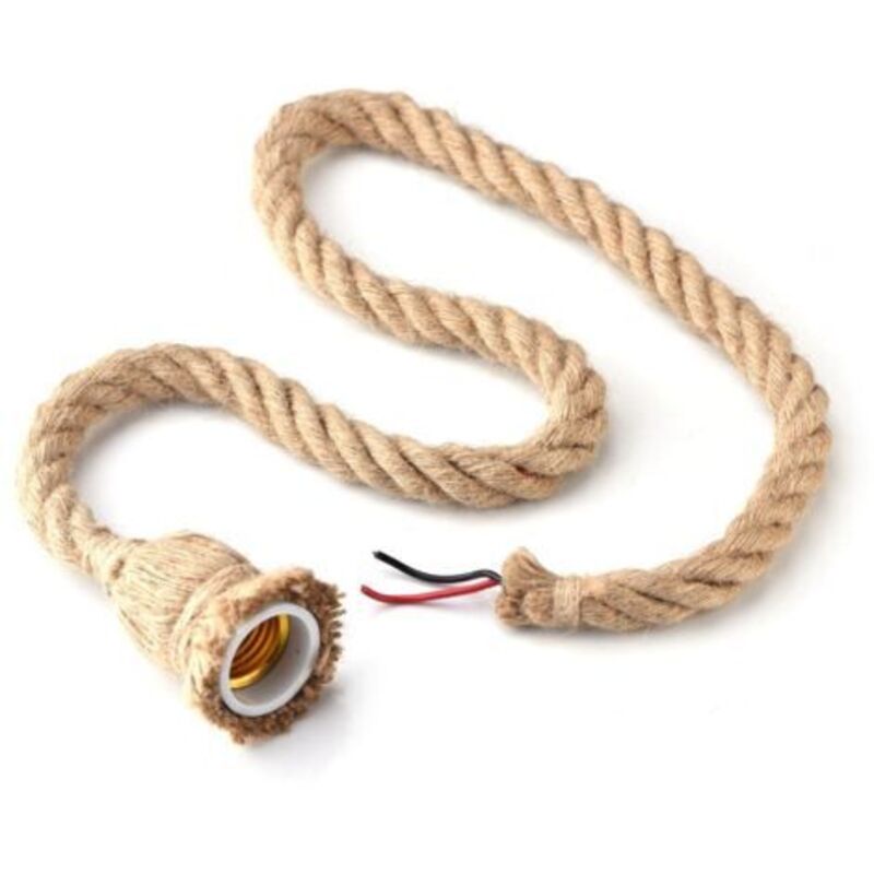 1 M Vintage-hanfseil-pendelleuchte, Leichter Industrieller Kronleuchter, Vintage-retro-stil, Deckenlampenfassung Für Restaurant, Bar, Cafeteria, Wechselstrom 85–265 V, E27