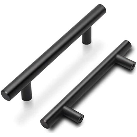 Set Mit 5 Schwarzen Möbelgriffen Aus Edelstahl – Matte Oberfläche – Mittenabstand 96 Mm – Länge 150 Mm Für Küche Und Badezimmer