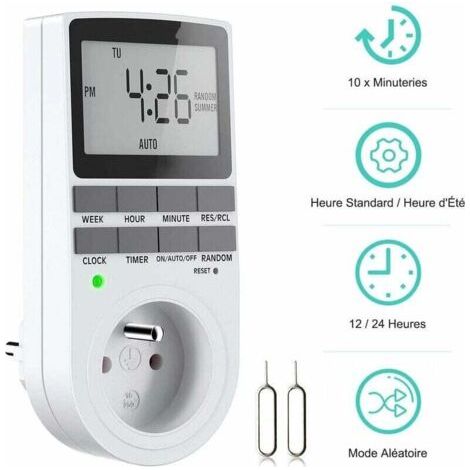 Digitale Programmierbare Steckdose, Wöchentlicher Digitaler Timer Mit Lcd-display, 12 Stunden/24 Stunden/7 Tage Steckdosen-timer, Energieeinsparung Für Haushaltsgeräte Und Beleuchtung (1 Packung)