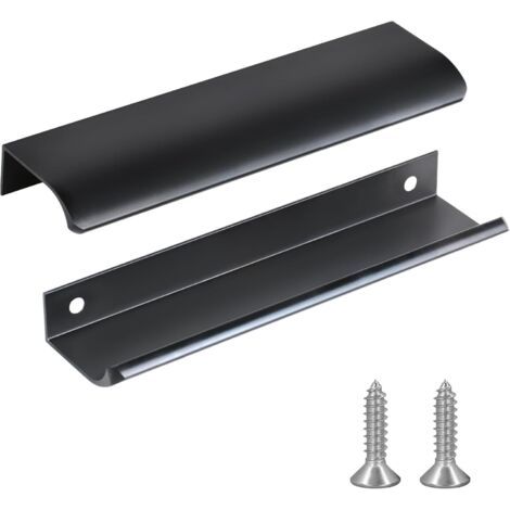 2er-pack Schwarze Küchenschrankgriffe, Aluminiumlegierung, Lochabstand: 256 Mm, Mit Schrauben