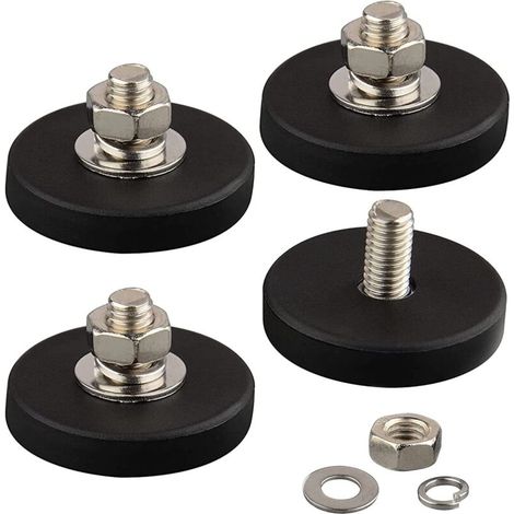 4-teiliges Set Mit 12-kg-neodym-kraft – Strahlenschutz Aus Kautschuk – M6-stecker Für Magnetische Montage