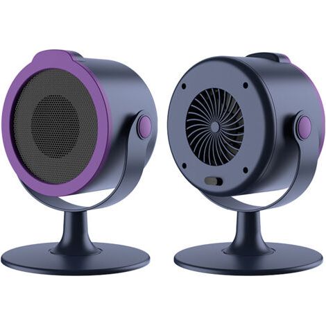 Tragbare Elektrische Heizung, 800 W, Ptc-raumheizung, Automatische Konstanttemperaturheizung Für Büro, Zuhause, Eu-stecker (grau-violett)